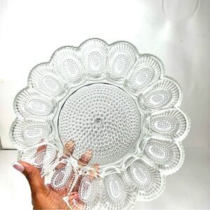 Vintage Clear Glass Deviled Egg Plate Serving Platter